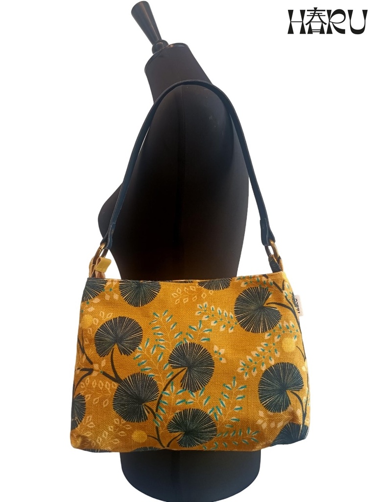 Bolso floral mostaza